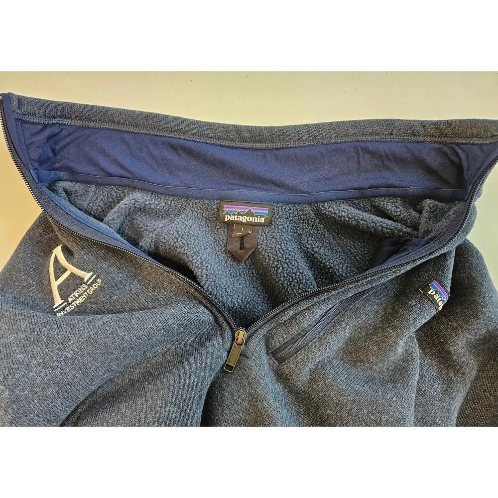 Patagonia Better Sweater 1/4 Zip Fleece Pullover Men's L Blue Atkins Investment